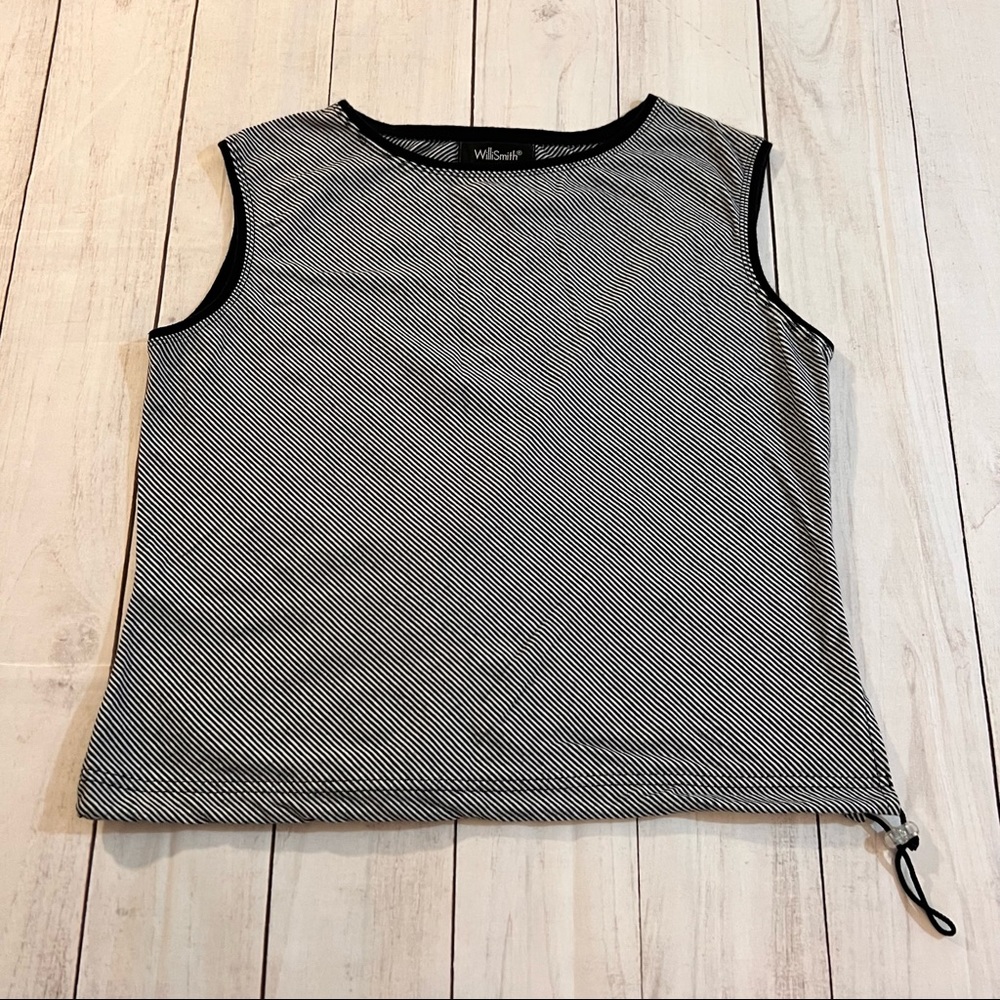 Willi Smith Black Striped Tank Top Small